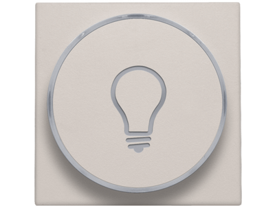 Afwerkingsset met doorschijnende ring met lampsymbool voor drukknop 6A met amberkleurige led met E10-lampvoet, light grey