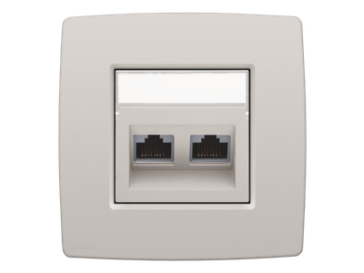 Centraalplaat data 2x RJ schuine uitgang, light grey