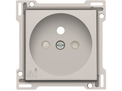 Afwerkingsset voor stopcontact met overspanningsbeveiliging, penaarde en beschermingsafsluiters, inbouwdiepte 28,5 mm, incl. overspanningsmodule met rode led, light grey