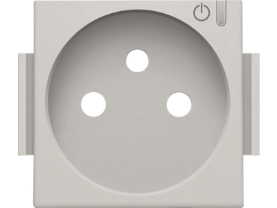Afwerkingsset voor geconnecteerde schakelbare wandcontactdoos met penaarde en bedieningsknop, light grey