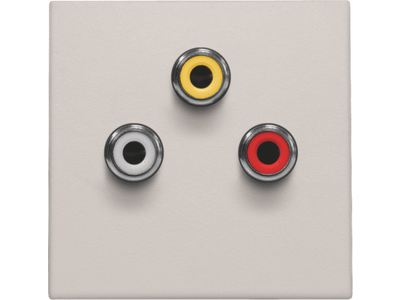 Afwerkingsset met 3 cinch-aansluitingen, ook voor inbouw in installatiekanalen, light grey