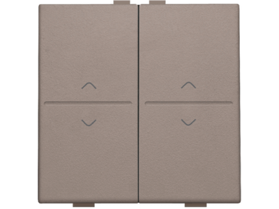 Tweevoudige toets met pijltjes 'op' en 'neer' voor draadloze schakelaar of drukknop met 4 bedieningsknoppen, greige