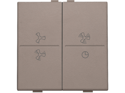 Tweevoudige toets met ventilatoropdruk 0 t.e.m. 3 voor draadloze schakelaar of drukknop met 4 bedieningsknoppen, greige