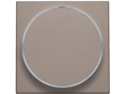 Afwerkingsset met doorschijnende ring zonder symbool voor drukknop 6 A met amberkleurige led met E10-lampvoet, greige