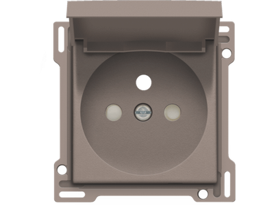 Afwerkingsset voor stopcontact met klapdeksel, penaarde en beschermingsafsluiters, inbouwdiepte 28,5 mm, greige