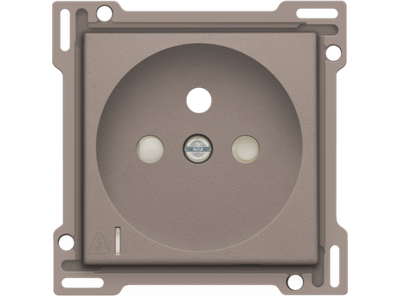 Afwerkingsset voor stopcontact met overspanningsbeveiliging, penaarde en beschermingsafsluiters, inbouwdiepte 28,5 mm, incl. overspanningsmodule met rode led, greige