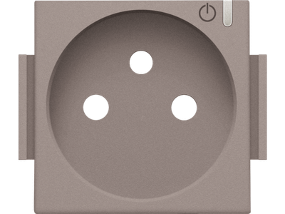 Afwerkingsset voor geconnecteerde schakelbare wandcontactdoos met penaarde en bedieningsknop, greige