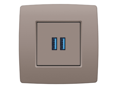 Afwerkingsset voor dubbele USB-A-lader, greige