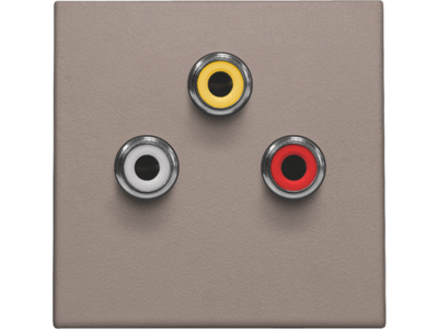 Afwerkingsset met 3 cinch-aansluitingen, ook voor inbouw in installatiekanalen, greige