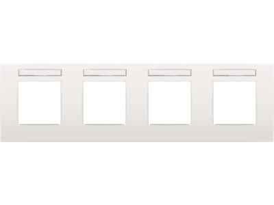 Viervoudige afdekplaat met 71 mm centerafstand, horizontaal, met transparant tekstveld, Niko Intense white