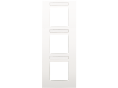 Drievoudige afdekplaat met 71 mm centerafstand, verticaal, met transparant tekstveld, Niko Intense white