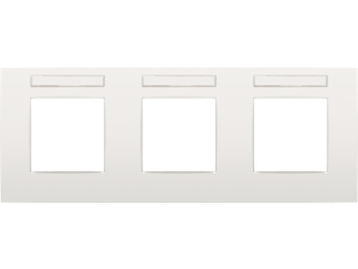 Drievoudige afdekplaat met 71 mm centerafstand, horizontaal, met transparant tekstveld, Niko Intense white