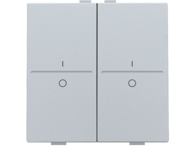 Tweevoudige toets met opdruk I en 0 voor draadloze schakelaar of drukknop met 4 bedieningsknoppen, sterling