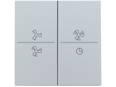 Tweevoudige toets met ventilatoropdruk 0 t.e.m. 3 voor draadloze schakelaar of drukknop met 4 bedieningsknoppen, sterling