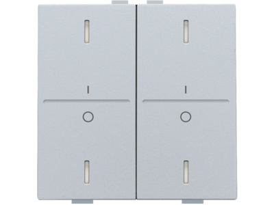 Tweevoudige toets met opdruk 'I' en '0' voor drukknop met 4 bedieningsknoppen en 4 feedbackleds, sterling