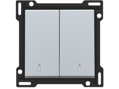 Afwerkingsset met dubbele lens voor serieschakelaar, wisselschakelaar + drukknop N.O., dubbele wisselschakelaar of dubbele drukknop N.O. of N.G., sterling