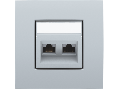 Centraalplaat data 2x RJ schuine uitgang, sterling