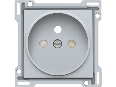 Afwerkingsset voor stopcontact met penaarde en beschermingsafsluiters, inbouwdiepte 21 mm, sterling