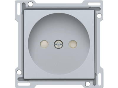 Afwerkingsset voor stopcontact zonder aarding met beschermingsafsluiters, inbouwdiepte 21 mm, sterling