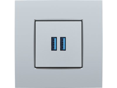 Afwerkingsset voor dubbele USB-A-lader, sterling