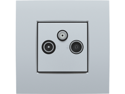 Afwerkingsset voor 2 enkelvoudige coaxaansluitingen voor tv en FM en een satellietaansluiting, sterling