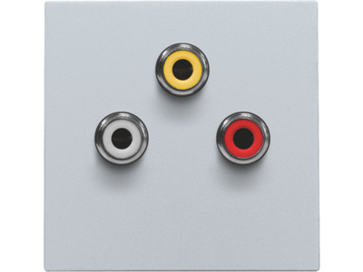 Afwerkingsset met 3 cinch-aansluitingen, ook voor inbouw in installatiekanalen, sterling