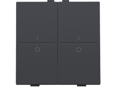 Tweevoudige toets met opdruk I en 0 voor draadloze schakelaar of drukknop met 4 bedieningsknoppen, anthracite