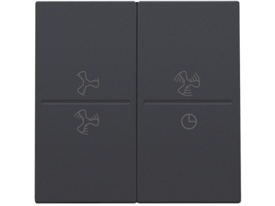 Tweevoudige toets met ventilatoropdruk 0 t.e.m. 3 voor draadloze schakelaar of drukknop met 4 bedieningsknoppen, anthracite