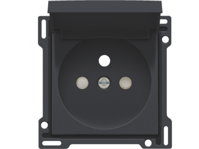 Afwerkingsset voor stopcontact met klapdeksel, penaarde en beschermingsafsluiters, inbouwdiepte 28,5 mm, anthracite