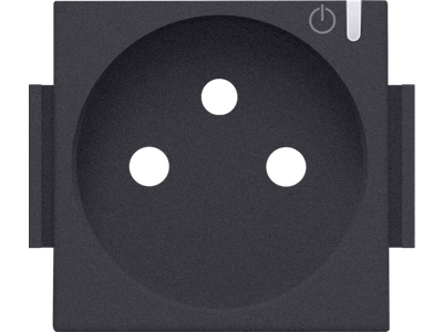 Afwerkingsset voor geconnecteerde schakelbare wandcontactdoos met penaarde en bedieningsknop, anthracite