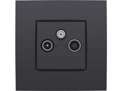 Afwerkingsset voor 2 enkelvoudige coaxaansluitingen voor tv en FM en een satellietaansluiting, anthracite