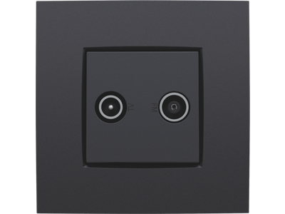 Afwerkingsset voor 2 enkelvoudige coaxaansluitingen voor tv en FM Telenet Interkabel, anthracite