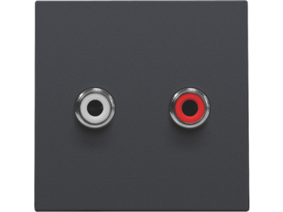 Afwerkingsset met 2 cinch-audioaansluitingen, ook voor inbouw in installatiekanalen, anthracite