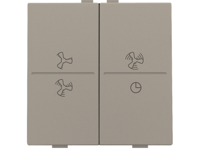 Tweevoudige toets met ventilatoropdruk 0 t.e.m. 3 voor draadloze schakelaar of drukknop met 4 bedieningsknoppen, bronze