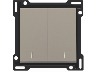 Afwerkingsset met dubbele lens voor serieschakelaar, wisselschakelaar + drukknop N.O., dubbele wisselschakelaar of dubbele drukknop N.O. of N.G., bronze