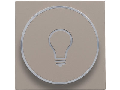 Afwerkingsset met doorschijnende ring met lampsymbool voor drukknop 6A met amberkleurige led met E10-lampvoet, bronze