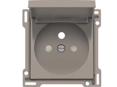 Afwerkingsset voor stopcontact met klapdeksel, penaarde en beschermingsafsluiters, inbouwdiepte 28,5 mm, bronze