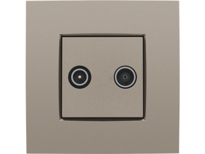 Afwerkingsset voor 2 enkelvoudige coaxaansluitingen voor tv en FM Telenet Interkabel, bronze