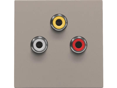 Afwerkingsset met 3 cinch-aansluitingen, ook voor inbouw in installatiekanalen, bronze