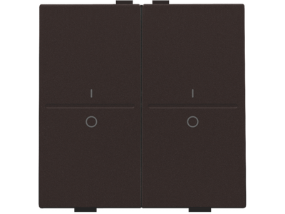 Tweevoudige toets met opdruk I en 0 voor draadloze schakelaar of drukknop met 4 bedieningsknoppen, dark brown