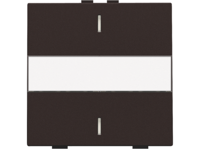 Enkelvoudige toets met tekstveld voor drukknop met 2 bedieningsknoppen en 1 of 2 feedbackleds, dark brown