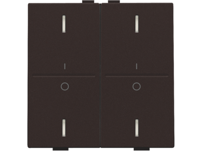 Tweevoudige toets met opdruk 'I' en '0' voor drukknop met 4 bedieningsknoppen en 4 feedbackleds, dark brown