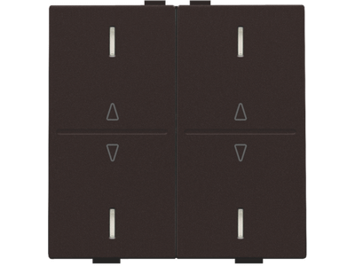 Tweevoudige toets met pijltjes 'op' en 'neer' voor drukknop met 4 bedieningsknoppen en 4 feedbackleds, dark brown