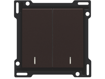 Afwerkingsset met dubbele lens voor serieschakelaar, wisselschakelaar + drukknop N.O., dubbele wisselschakelaar of dubbele drukknop N.O. of N.G., dark brown