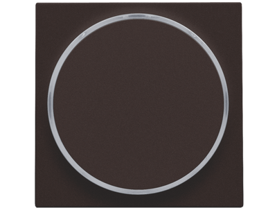 Afwerkingsset met doorschijnende ring zonder symbool voor drukknop 6 A met amberkleurige led met E10-lampvoet, dark brown