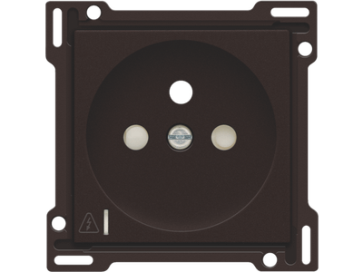 Afwerkingsset voor stopcontact met overspanningsbeveiliging, penaarde en beschermingsafsluiters, inbouwdiepte 28,5 mm, incl. overspanningsmodule met rode led, dark brown