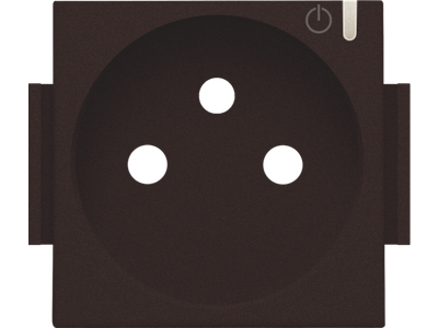 Afwerkingsset voor geconnecteerde schakelbare wandcontactdoos met penaarde en bedieningsknop, dark brown