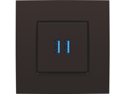 Afwerkingsset voor dubbele USB-A-lader, dark brown