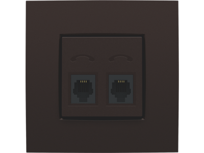 Afwerkingsset voor telefooncontactdoos met 2 RJ11-contacten in parallel, dark brown