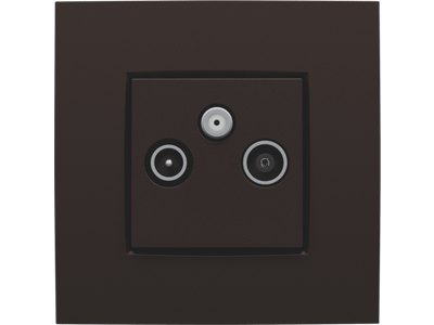 Afwerkingsset voor 2 enkelvoudige coaxaansluitingen voor tv en FM en een satellietaansluiting, dark brown